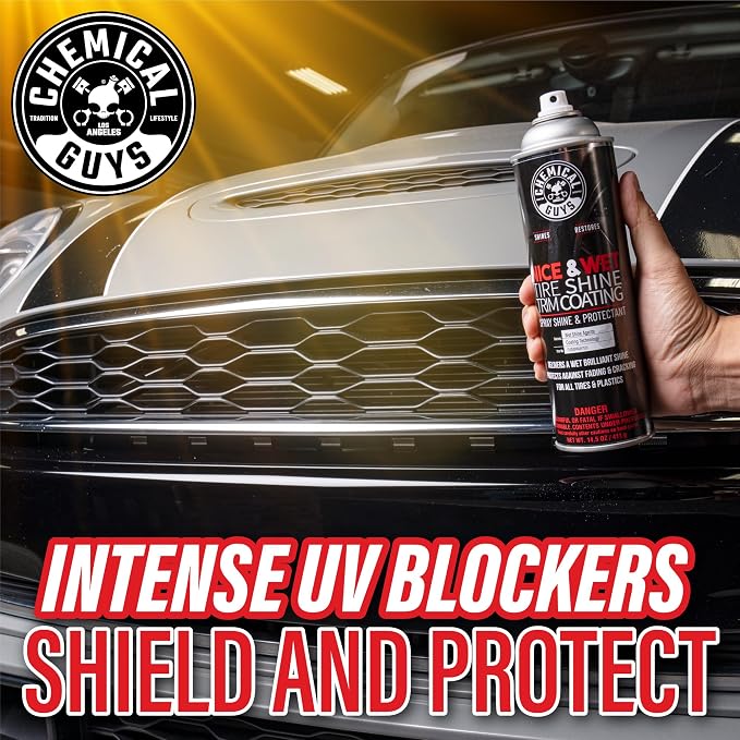 Chemical Guys, Nice & Wet Tire Shine Coating for Rubber & Trim, 14.5 oz | For rubber, plastic, and vinyl, on cars, trucks, SUVs, motorcycles, and RVs, water-based tire and trim coating