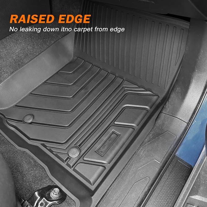 KUST Floor Mats for 2018-2023 Toyota Tacoma Double Cab (Automatic Only), All Weather TPE Rubber Floor Liners for Toyota Tacoma Accessories 2 Row High Edge
