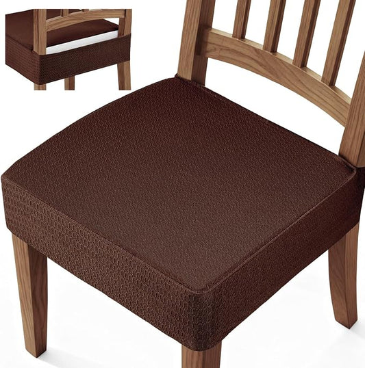 Songrey Waterproof Chair Covers for Dining Chairs, Set of 6, Chocolate | No Rear Seat Covers for Dining Room , Chair Protector Slipcover, Stretch Removable Washable