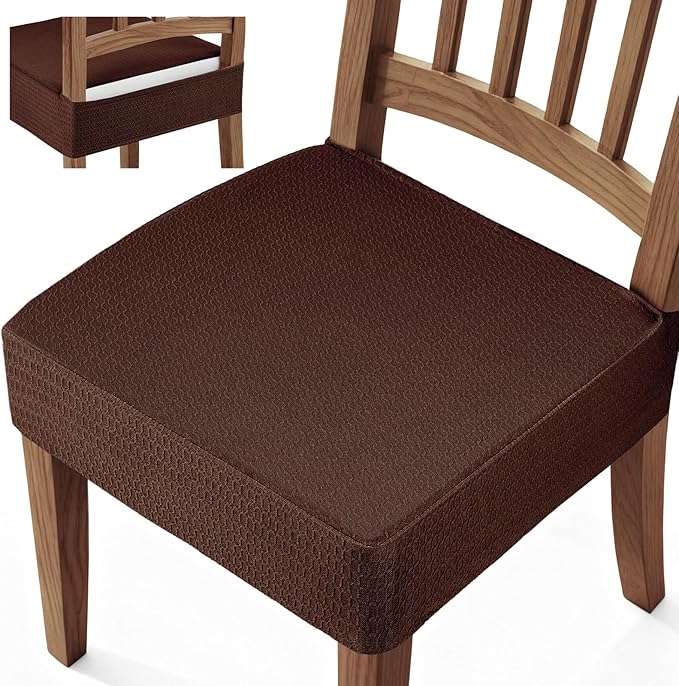 Songrey Waterproof Chair Covers for Dining Chairs, Set of 2, Chocolate | No Rear Seat Covers for Dining Room , Chair Protector Slipcover, Stretch Removable Washable