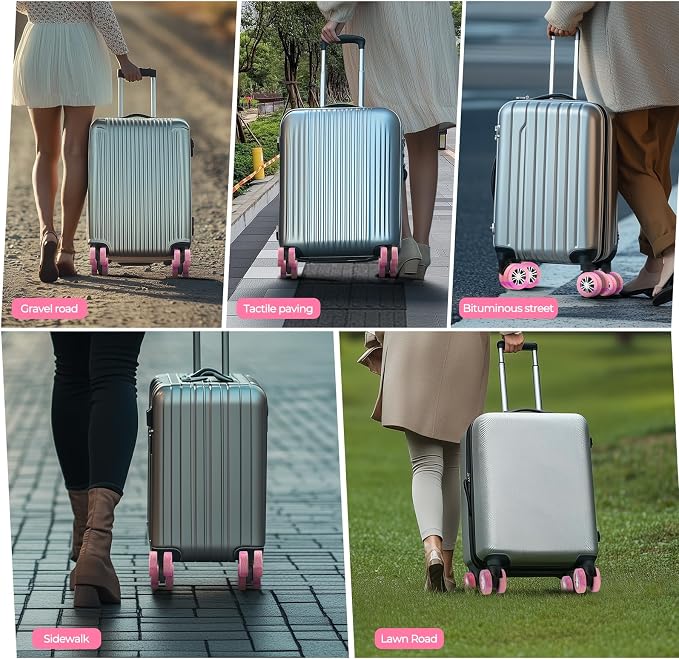 8Pcs Luggage Wheel Covers, Travel Accessories (Gradient Soft Pink & Purple) | Wear-resistant & anti-noise silicone covers. Fits 2-2.4" wheels. Protects suitcase wheels. Travel essential for suitcases