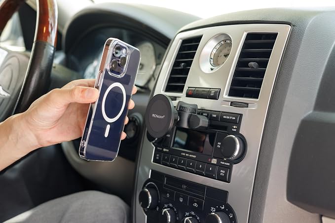 PROfezzion Car CD Slot Magnetic Phone Mount Holder for MagSafe iPhones | Vent Clip Included, No Vibrating, Powerful Magnets Compatible with MagSafe for iPhone 17 16 15 14 13 12 Pro Max & All Phones