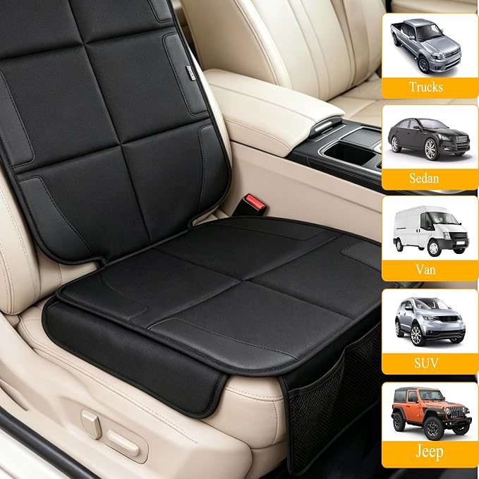 Meolsaek Car Seat Protector for Child Car Seat，600D Waterproof Car Seat Cover，Thickest Padded Non-Slip Fabric for Child and Pet with Pockets (1 pc)