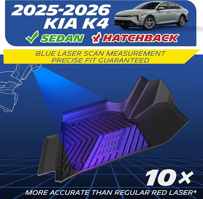 Michelin Vehicle Mats, Premier Series All-Weather TPE Custom Fit Liner for 2025-2026 Kia K4 Sedan Floor Mats, Not for K4 Hatchback (3 Piece)