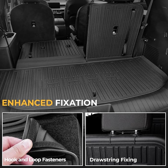 Floor Mats for Kia Telluride Gas 2027, All Weather Floor Mats Trunk Cargo Liner with Backrest Protectors Accessories, Full Coverage Set (Fit 7/8 Seats)