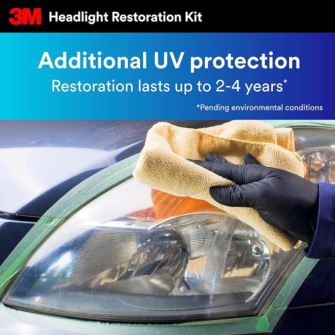 3M Ultra Headlight Restoration Kit 39195, 2 Pack (2 Kits), Removes Cloudy Yellowed Haze, 500/800/3000 Grit Sanding Discs + Clear Coat, For Plastic Lenses