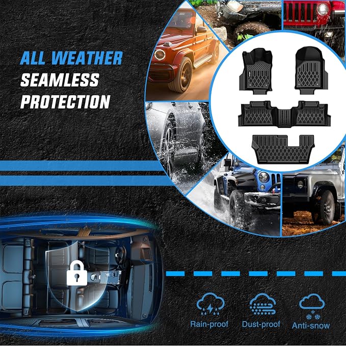 Nilight TPE Floor Mats for Dodge Durango 7 Seats 2nd Row Bench Seat 2016 2017 2018 2019 2020 2021 2022 2023 2024 2025 2026 All Weather Custom Fit Heavy Duty Floor Liners