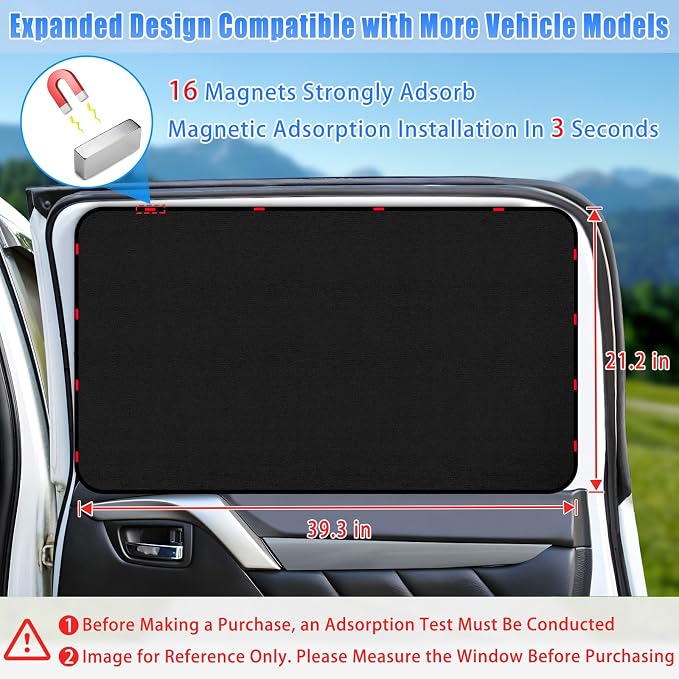 ZATOOTO Rear Window Cover for Privacy,Soft Suede for Durable,21.2×39.3in | Light Blocking Sun Shades for Camping, Stay Cool & UV Protection, Rear Window Sunshade for Babies