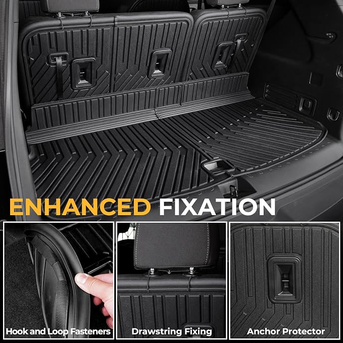 Floor Mats for Chevy Traverse 2018-2023, All Weather Floor Mats Trunk Cargo Liner with Backrest Protectors Accessories, Full Coverage Set (Fit 7 Seats)