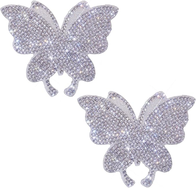 2 PCS Crystal Car Decoration Stickers Butterfly Bling Crystal Rhinestone Car Sticker Decal,Decorate Cars Bumper Window Laptops Luggage Rhinestone Sticker,Decoration Bling Bling Interior Accessories