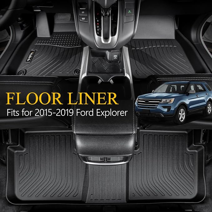Wailtnb-Mats for Ford Explorer 2015-2019 2 Row Floor Mat All Weather Floor Liner Car Mat for Explorer Custom Fit Automotive Full Set Accessories