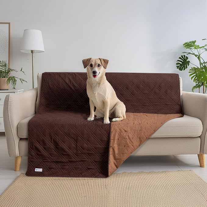 PetAmi Waterproof Couch Cover for Dogs, Non-Slip Leakproof Sofa Furniture Protector for Pet Cat, Machine Washable Bed Blanket for Car Seat, 102x82 Brown