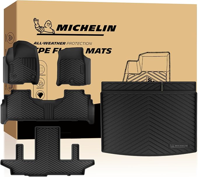 Michelin Vehicle Mats for 2021-2026 Suburban/Yukon XL/Escalade ESV, 7 Seats | Not Fit 8/9 Seats/Yukon/Escalade, All-Weather TPE Custom Fit Liner, Non-Slip, Odor Free, Premier A (5 Piece)