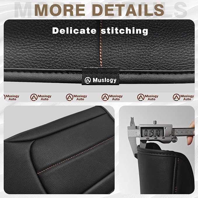 Muslogy Center Console Armrest Cover Fit for Subaru Forester 2025 Accessories, Comfort Armrest Pad Console Lid Cushion Vegan Leather Regular Thick (Black/Brown Trim)