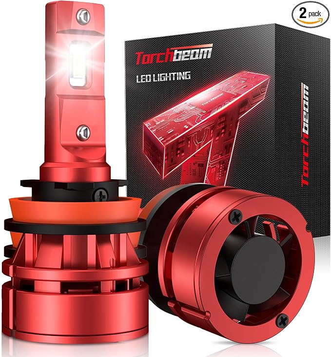 Torchbeam H11/H8/H9 Fog Bulbs Combo, 30000LM 60W 600% Superior Brightness H11 Fog Light 6500K Cool White for ATVS, Fog Powersports Bulbs Plug-N-Play, Pack of 2