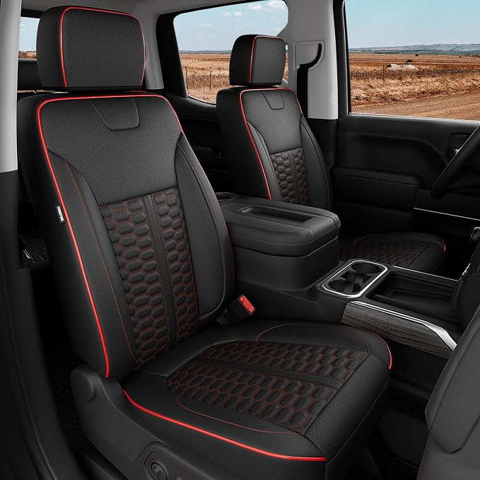 Custom Seat Covers for 2019-2026 Silverado/Sierra 1500 Crew Cab | Fits 2500/3500HD 2020-2026, Jump Seat Cover(armrest storage only), Faux leather, Waterproof, Scratch-resistant, Easy-clean