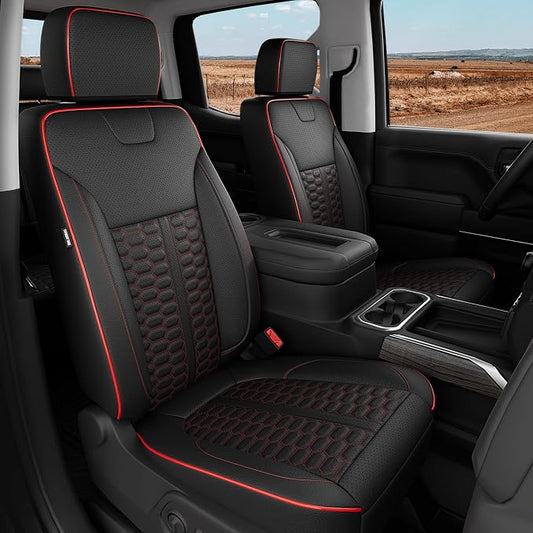 Custom Seat Covers for 2019-2026 Silverado/Sierra 1500 Crew Cab | Fits 2500/3500HD 2020-2026, Jump Seat Cover(armrest storage only), Faux leather, Waterproof, Scratch-resistant, Easy-clean