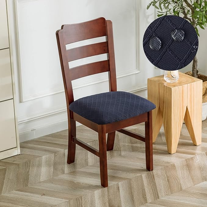 Genina Waterproof Seat Covers for Dining Room Chairs Covers Dining Chair Cover Kitchen Chair Covers (Navy Blue, 4 Pcs)
