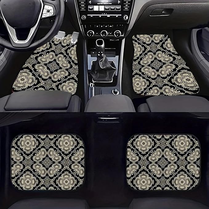 Car Floor Mats Non-Slip Automotive Floor Mats All-Weather Front Rear Car Floor Foot Mat Sets of 4 Pieces Foot Mats Rugs Carpet for Car Trucks SUV Sedans (NO.58)