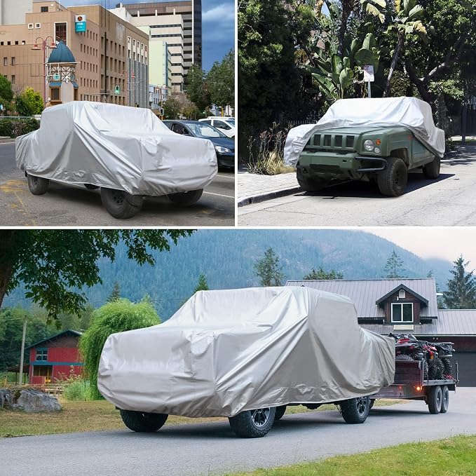 SEAZEN Car Cover 6 Layers, Waterproof Truck Car Cover, Snowproof/UV Protection/Windproof, Universal Car Covers Breathable Fabric with Cotton (240 inch to 250 inch)