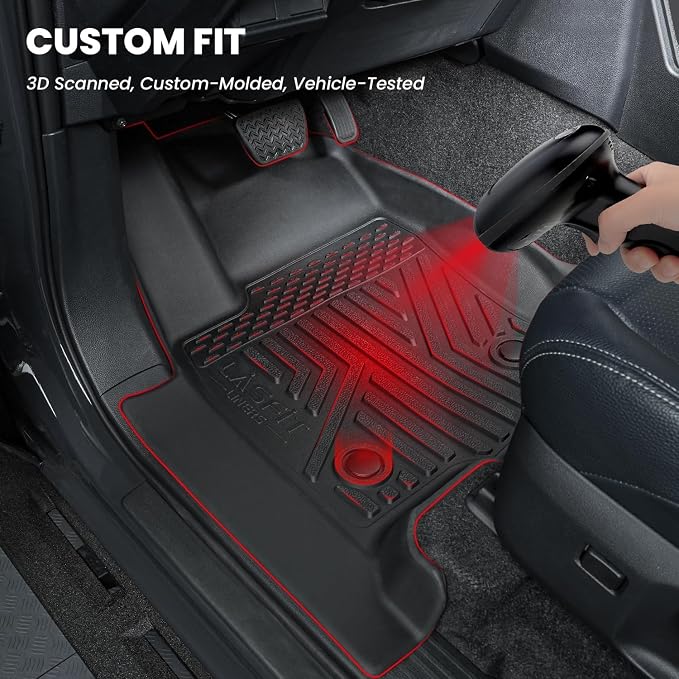 LASFIT Floor Mats for 2020-2017 Ford Fusion & Lincoln MKZ, Custom Fit Full Coverage All Weather TPE Floor Liners, Front & Rear Rows, Black