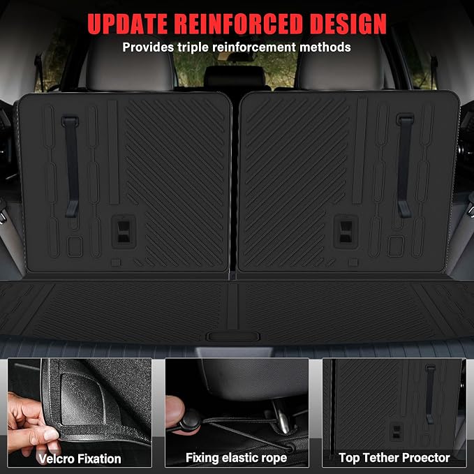 Floor mats for 2020-2025 2026 Ford Explorer 6 Seats Trunk Mat with Backrest Mat All Weather TPE Rubber Cargo Liner for 2020 2021 2022 2023 2024 2025 2026 Ford Explorer Accessories