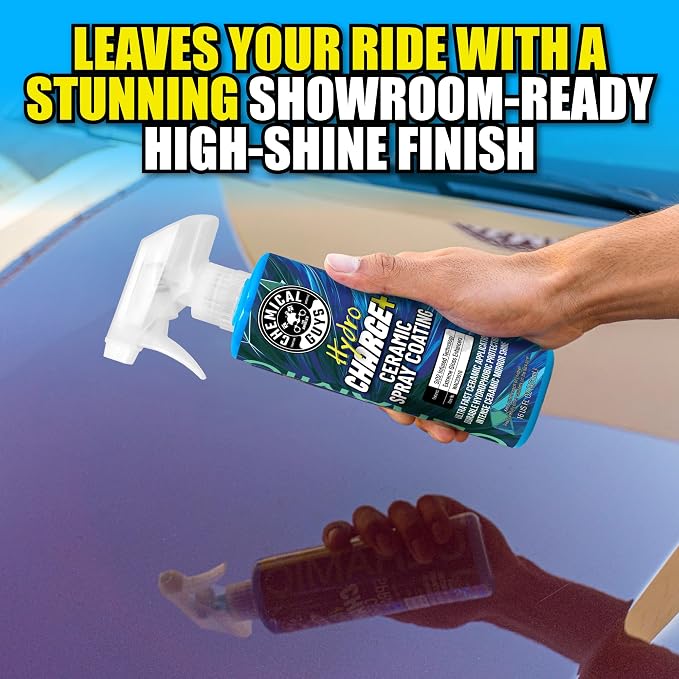 Chemical Guys, HydroCharge Ceramic Spray Coating & Towels Kit, 16 oz, 4 Pc | Ceramic spray coating adds gloss and hydrophobic protection, with three plush Monster microfiber towels