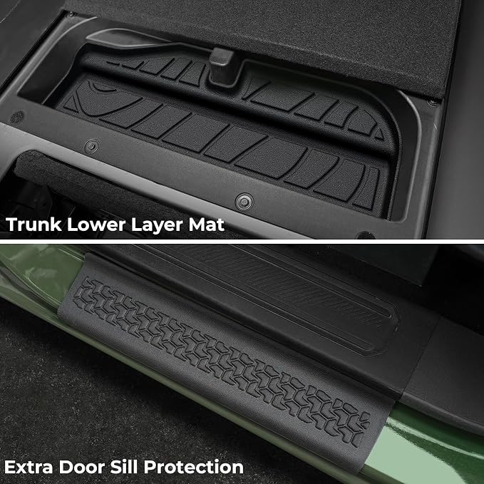 Floor Mats for Ford Bronco 2021-2026, All Weather Floor Mats Trunk Cargo Liner with Backrest Protectors and Door Sill Guards Accessories, Full Coverage Set (Fit 4 Door Models)