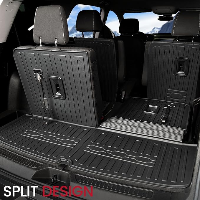 Floor Mats Cargo Mat Set for 2017-2023 GMC Acadia 6 Seats Captain Chairs Accessories, All-Weather TPE Trunk Mat Cargo Liner Backrest Mats SL/SLE/SLT/AT4/DENALI(Floor Mats+2-in-1 Cargo Mat)