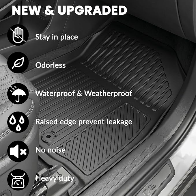 Auxko All Weather Floor Mats for Hyundai Palisade Hybrid 2026 7&8 Seats All Season TPE Accessories Guard Odorless Anti-Slip High Edge Floor Liners