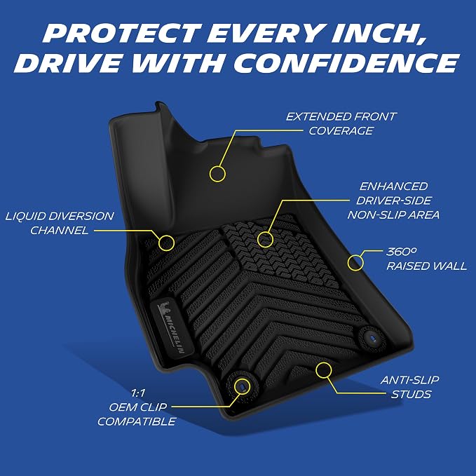 Michelin Vehicle Mats, Premier Series All-Weather TPE Custom Fit Liner for 2025-2026 Kia K4 Sedan Floor Mats, Not for K4 Hatchback (3 Piece)