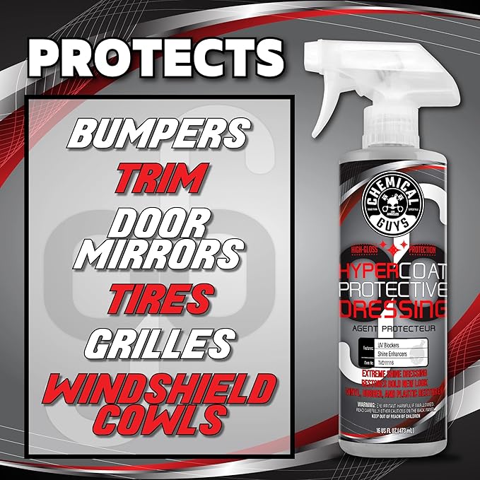 Chemical Guys, G6 HyperCoat High Gloss Dressing for Tires & Trim, 16 oz | High-gloss dressing revives vinyl, rubber, plastic, tires and trim with shine and a protective satin layer