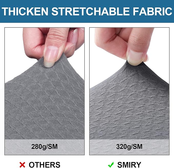 Smiry Waterproof Seat Covers for Dining Room Chairs Set of 6, Stretch Jacquard Removable Washable Chair Seat Slipcovers Protector, No Rear Covers, Grey