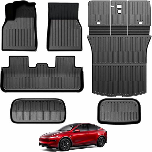 Floor Mats for 2026 2025 Tesla Model Y Juniper (Not fit Standard), Full Coverage All Weather Floor Mat Cargo Liner Trunk Mat Frunk Backrest Mats Accessories