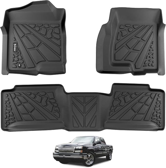 KARPAL Floor Mats for 2001-2007 Chevy Silverado/GMC Sierra 1500/2500/3500 (Only Fit Extended Cab Classic Body Style), All-Weather TPE Custom Fit Floor Liners Car Accessories