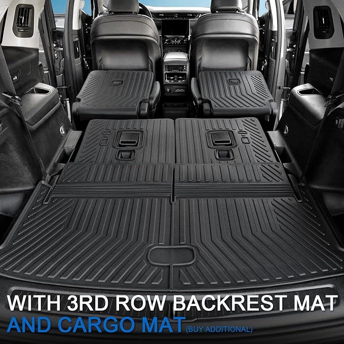 Kick Mats for 2021-2025 2026 Jeep Grand Cherokee L with 2nd Row Captain Chairs (Only for 6-Seater), All Weather TPE SeatBack Protector Accessories (L | 2nd Row Backrest Mats)