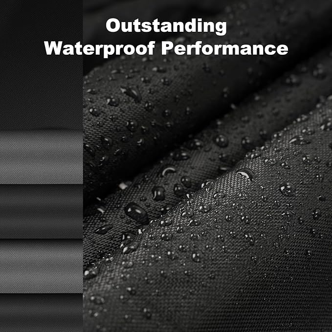 QUNSUNUS Car Cover for Jeep CJ7 Waterproof with Cotton Inner, Zipper, Strap | Heavy 420D Oxford Outdoor All-Weather CJ7 Covers, with Elastic Hems and Double-stitched Seams, for Dust, Sun, Wind Protection