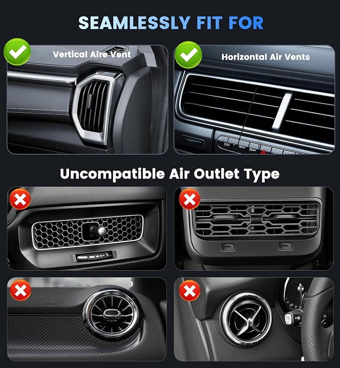 Magnetic Car Charger Mount 15W for iPhone 17-12 Pro Max | N52 Strong Magnets, 360° Rotation, Dashboard & Vent Mount, Compatible with Magnetic Cases, Gift for Women, Pink/Black