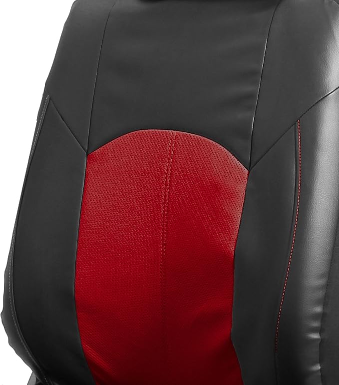 FH Group Car Seat Covers Highest Grade Faux Leather Seat Covers Airbag Compatible Red Automotive Seat Cover Front Seats Only with Gift Universal Fit Interior Accessories for Cars Trucks and SUVs