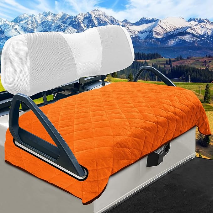 YOKYHOM Golf Cart Seat Covers, Thickened Short Plush Seat Towel Blanket with Non-Slip Backing, Soft & Heavy Duty, Fits Most 2 & 4 Passenger EZGO Yamaha Club Car, 51"x30.5", Orange
