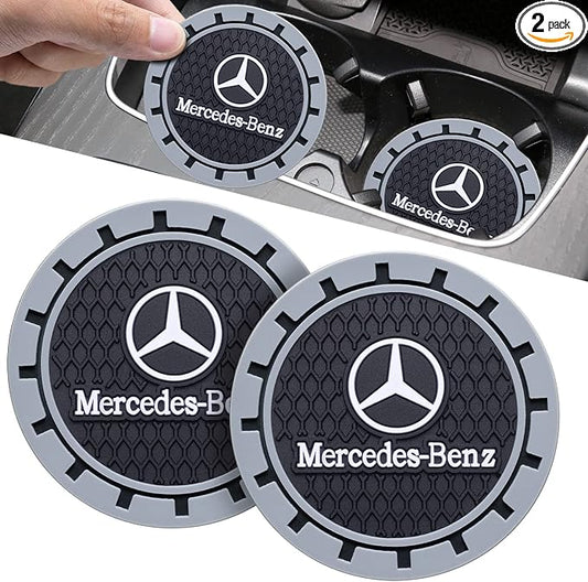 Car Cup Coaster, 2PCS Universal Non-Slip Cup Holders, Compatible with Mercedes Benz Series Car Cup Holder Coasters，Car Drink Coaster Holder Accessory, Black