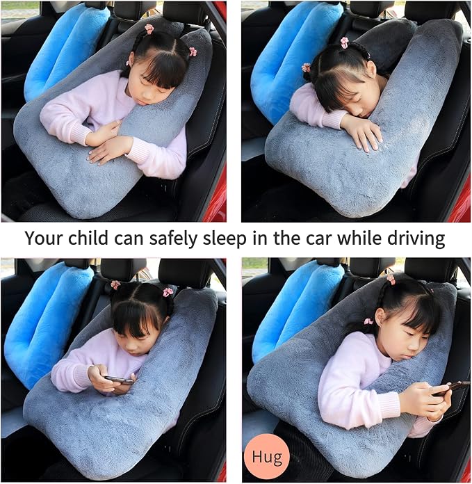 FHSGGP Travel Pillow Car Pillow Kid Car Sleeping | The Sleeping Aid for Adults and Kids on Road Trips Kids Travel Pillow Gray