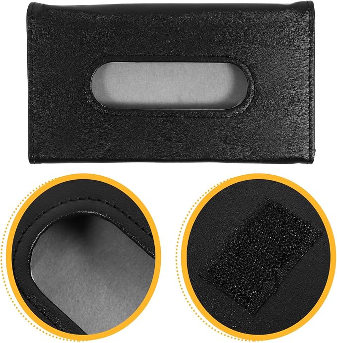 Healifty Car Tissue Holder for Vehicle Interior Sun Visor Tissue Dispenser with Artificial Leather Material Space-Saving Design Convenient Access for Driving