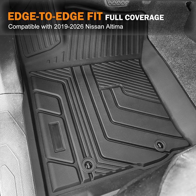 KUST Floor Mats Cargo Mat for 2019-2026 Nissan Altima Accessories, All Weather Floor Lines & Rear Trunk Liner TPE Rubber Car Mats Raised Edge, Full Set of 4PCS