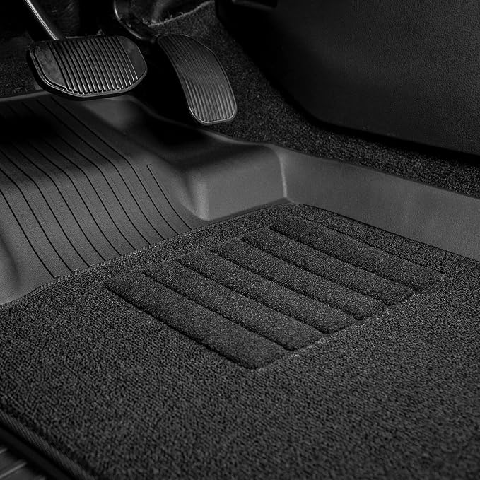 3W Floor Mats & Front Carpet Fit for 2015-2025 2026 Ford F150/F-150 Lighting SuperCrew Cab (w/o Fold Flat Storage), TPE All Weather Accessories Custom Fit Full Set Pick-up Truck Car Liners