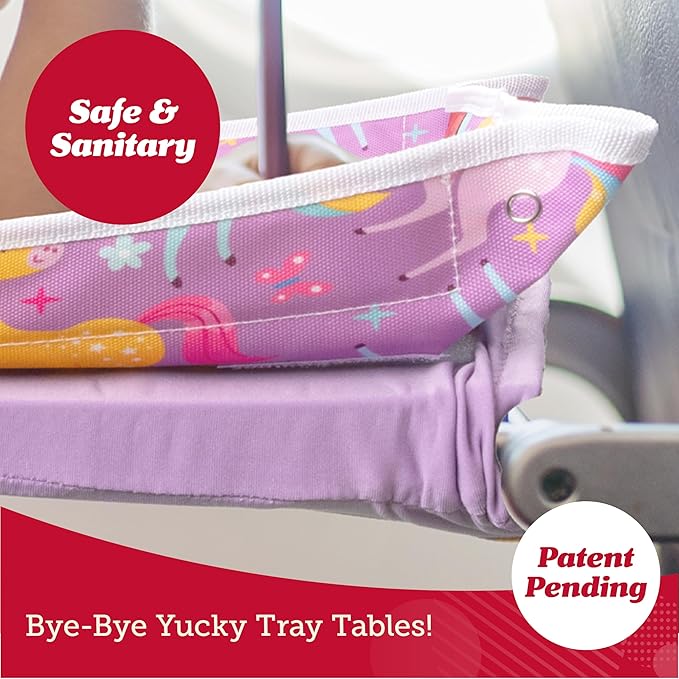 Lusso Gear Airplane Tray Table Cover - Organize Kids Travel Essentials - Pockets for Airplane Toys for Toddlers 1-3 - Foldable Tablet Stand for Travel Toddler Essentials (Mermaids) | with Pockets