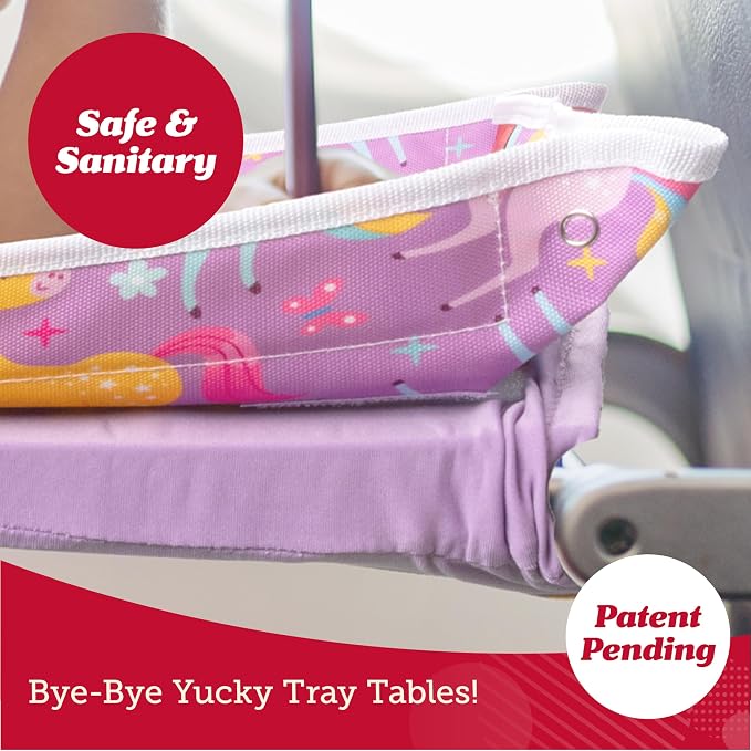 Lusso Gear Kids Airplane Tray Table Cover - Storage Pockets for Toddler Toys & Snacks - Kids Travel Essentials & Organizer - Portable Fit for Most Airplane Trays - Dinos