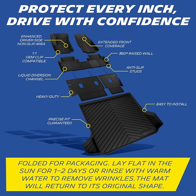 Michelin Vehicle Mats, All-Weather TPE Custom Fit Liner for 2018-2024 Chevy Equinox/GMC Terrain Gas (6 Piece), Not fit Equinox EV, Premier