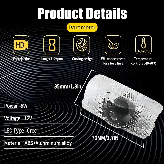 2Pcs Never Fade Car Door Lights Logo Projector Compatible with LS/ES/is/LX/RX/GS/GX/RC/UX Car Accessories, 3D Ghost Shadow Puddle Light