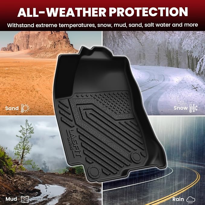 LASFIT Floor Mats&Trunk Mat for Toyota RAV4 2013-2018 (Not Fit Hybrid) All Weather TPE Custom Fit Floor Liner for Toyota RAV 4 LE/XLE/SE/Limited/Platinum/Adventure Front and Rear 2 Row Car Mats,Black